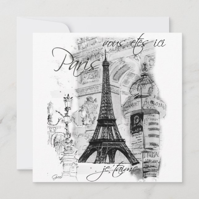 Paris La Tour Eiffel Eiffel Tower Invitation (Front)