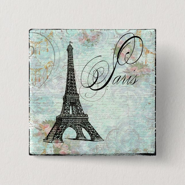 Paris La Tour Eiffel French Design Button (Front)