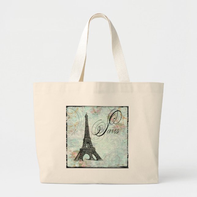 Paris La Tour Eiffel French Design Large Tote Bag (Front)