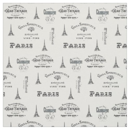 Paris Label Collage Fabric