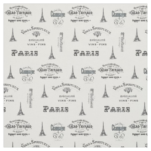 Paris Label Collage Fabric (Swatch)