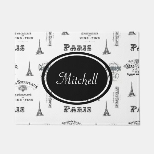 Paris Label Collage French Personalized Doormat