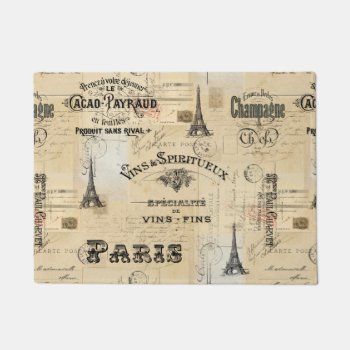 Paris Label Collage French Postcard Doormat by 13MoonshineDesigns at Zazzle