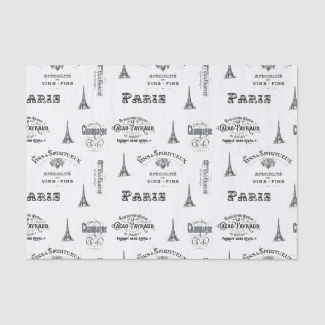 Paris Label Collage Tissue Paper (Front)
