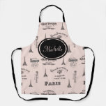 Paris Label French Pink Personalized Apron at Zazzle