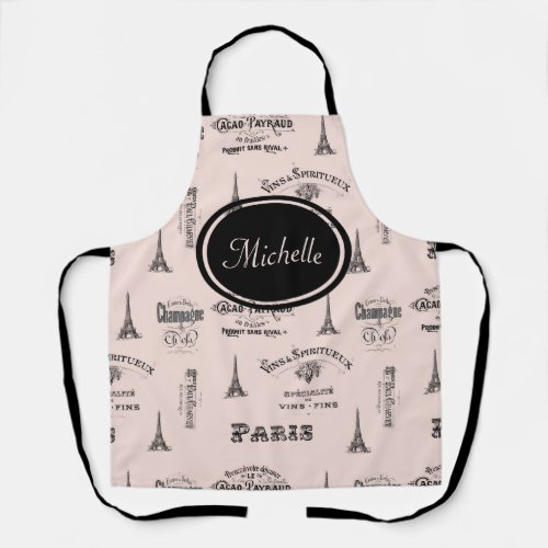 Paris Label French Pink Personalized Apron