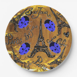 PARIS LADYBUGS PAPER PLATES