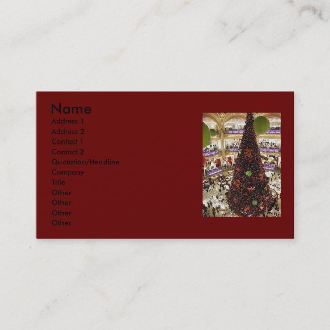Paris Lafayette Christmas Tree Business Card (Front)