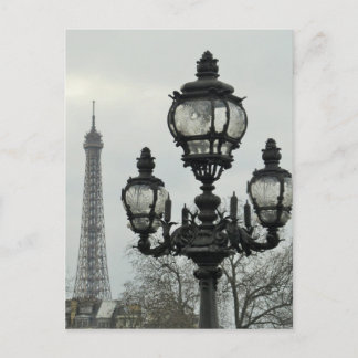 Paris Lamp Post and Eiffel Tower Scene Postcard