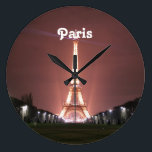 Paris Large Clock<br><div class="desc">Iconic Eiffel Tower in Paris, France.</div>
