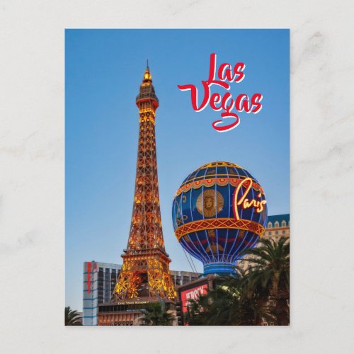 Paris Las Vegas at dusk Postcard