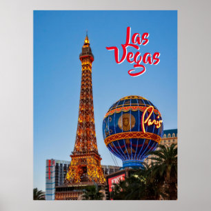 Paris Las Vegas at dusk Postcard Poster