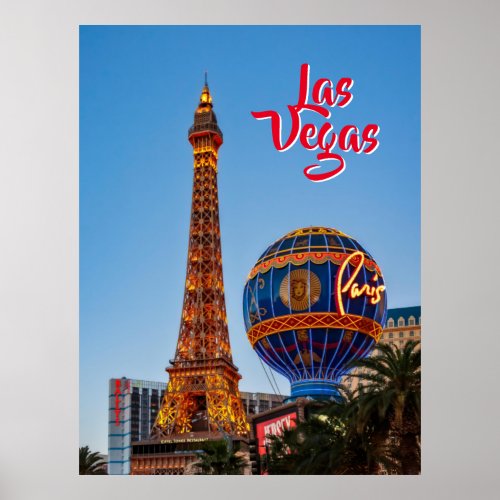 Paris Las Vegas at dusk Postcard Poster