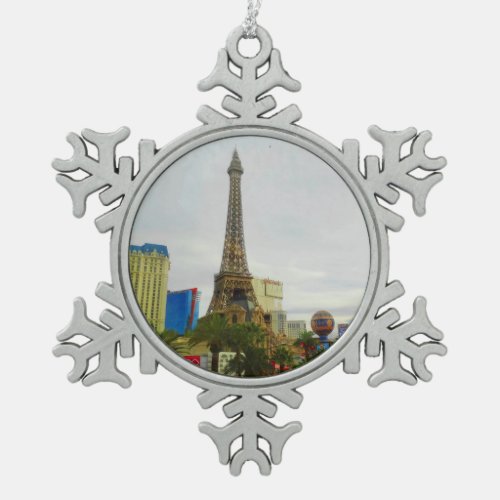 Paris Las Vegas Hotel  Casino 4 Snowflake Pewter Christmas Ornament