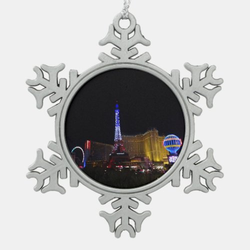 Paris Las Vegas Hotel  Casino 6 Snowflake Pewter Christmas Ornament