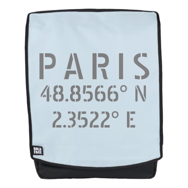 Paris Latitude Longitude Backpack (Front)