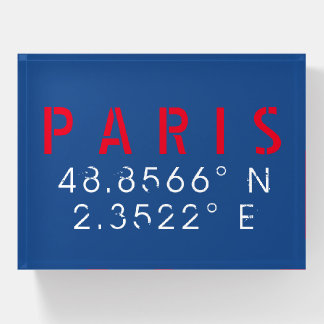 Paris Latitude & Longitude Paperweight