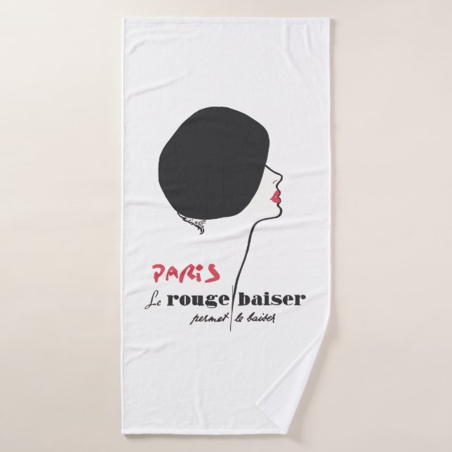 Paris - Le Rouge Baiser (The Red Kiss) Bath Towel (Bath Towel)