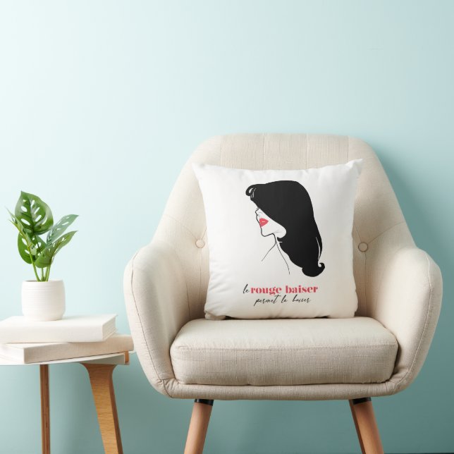 Paris - Le Rouge Baiser (The Red Kiss) Throw Pillow (Chair)
