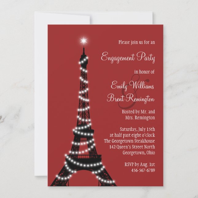 Paris Lights Engagement Party Invitation (Front)
