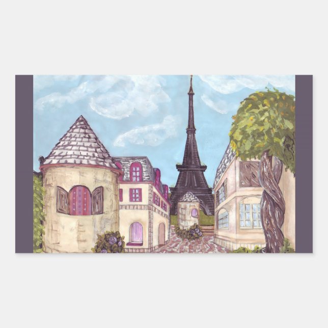 Paris Like Landscape, Eiffel Tower sticker, gray Rectangular Sticker (Front)