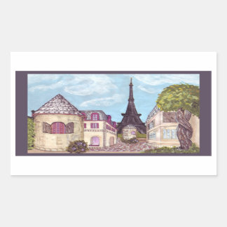 Paris Like Landscape, Eiffel Tower sticker, gray Rectangular Sticker