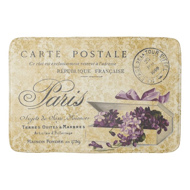 Paris Lilacs Carte Postale Bath Mat (Front)