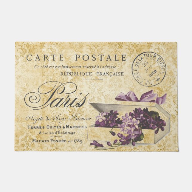Paris Lilacs Carte Postale Doormat (Front)