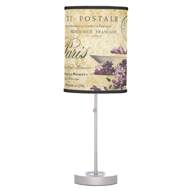 Paris Lilacs Carte Postale Table Lamp (Front)