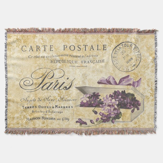 Paris Lilacs Carte Postale Throw Blanket (Front)