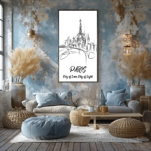 Paris Line Art The City of Love and Light Poster