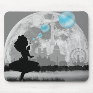 PARIS Little Girl Making Blue Bubble Mouse Pad