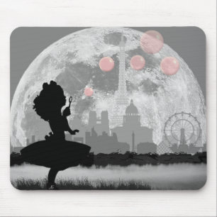 PARIS Little Girl Making Pink Bubble Mouse Pad