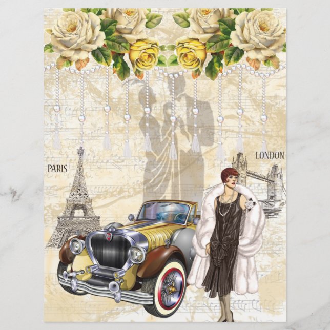 Paris London Fashion Collage Scrapbook Paper (Front)