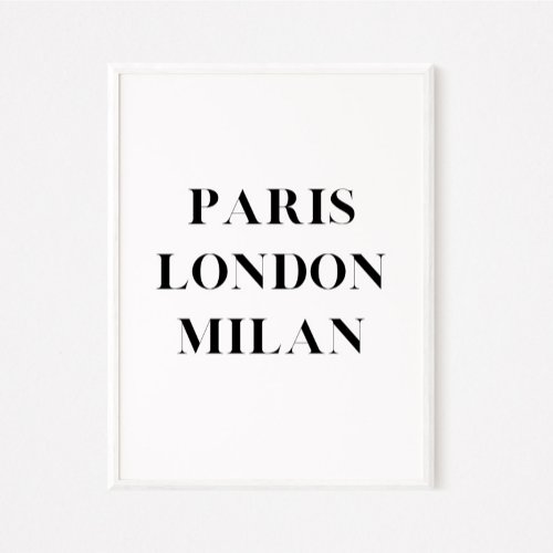 Paris London Milan Minimalist Graphic Quote Poster