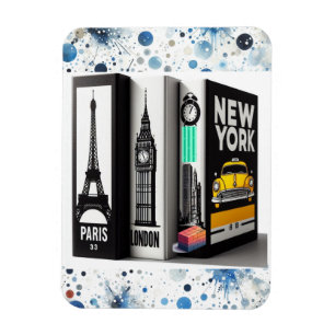 Paris London New York Books Magnet
