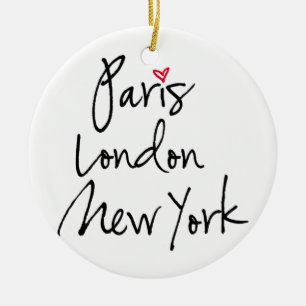 Paris, London, New York Ceramic Ornament
