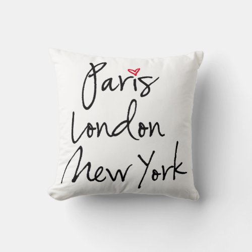 Paris London New York Throw Pillow