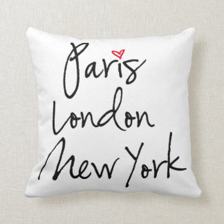 Paris, London, New York Throw Pillow