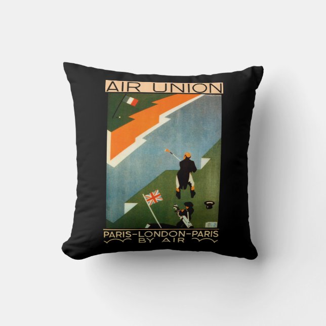 Paris - London - Paris by Air Throw Pillow (Front)