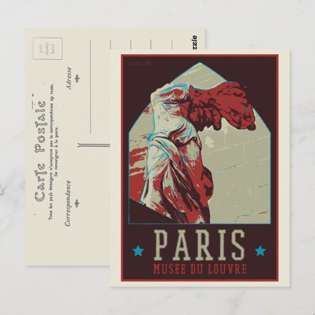 Paris Louvre museum illustration France Postcard (Front/Back)