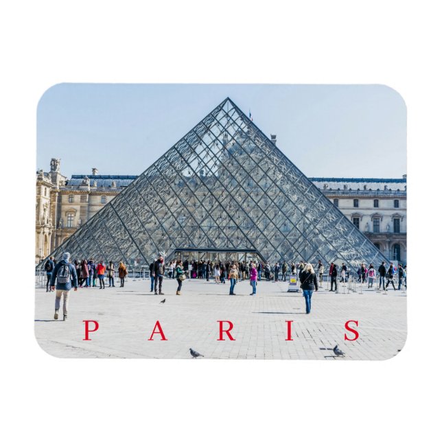 Paris Louvre Museum Pyramid view fridge magnet (Horizontal)