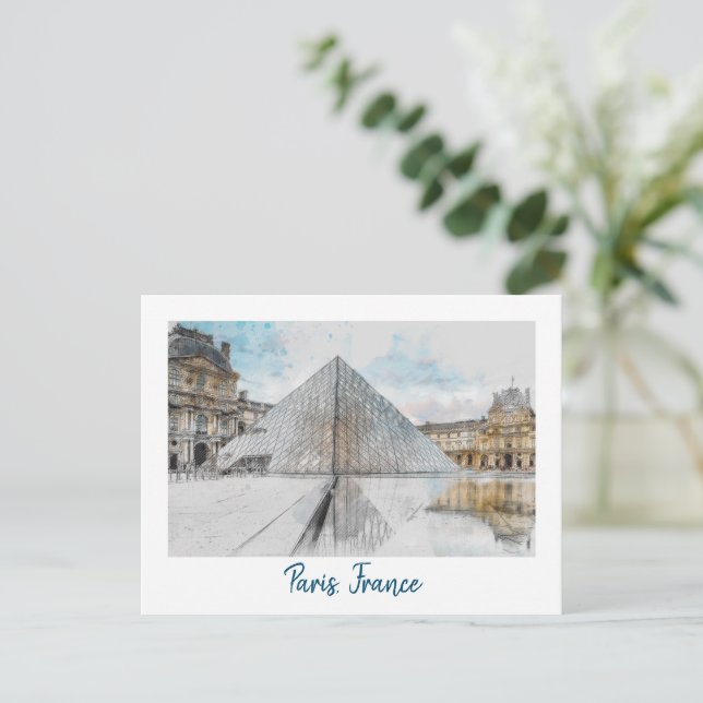 Paris Louvre Museum Vintage Postcard – Retro  (Standing Front)