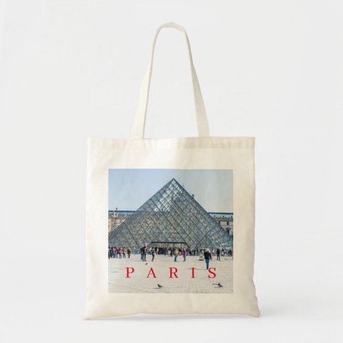 Paris Louvre Pyramid view tote bag