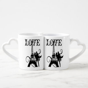 Paris love eiffel tower coffee mug set