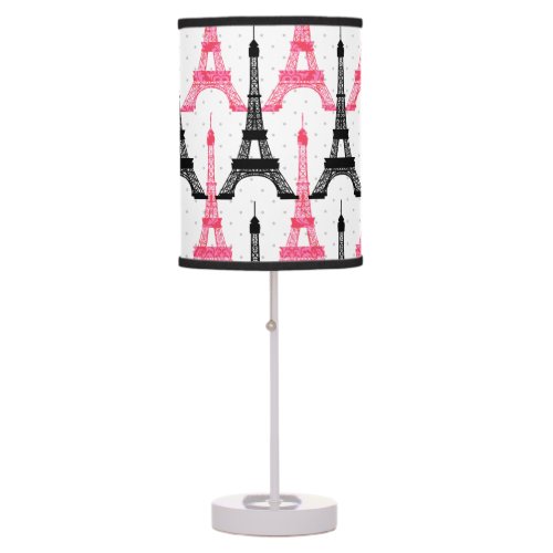 Paris Love Eiffel Tower in black and pink lamps