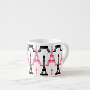 Paris Love, Eiffel Tower in black and pink, mugs