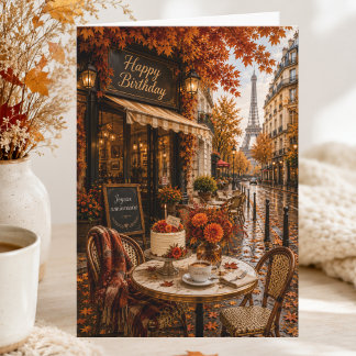 Paris Lover October Autumn Birthday Card