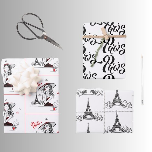 Paris Lover Trio Wrapping Paper Sheets