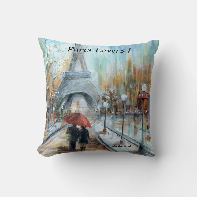 Paris Lovers I Throw Pillow (Front)